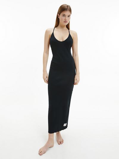 Calvin Klein Underwear HU125048 | Calvin Klein Ribbed Női Lounge Ruha Fekete